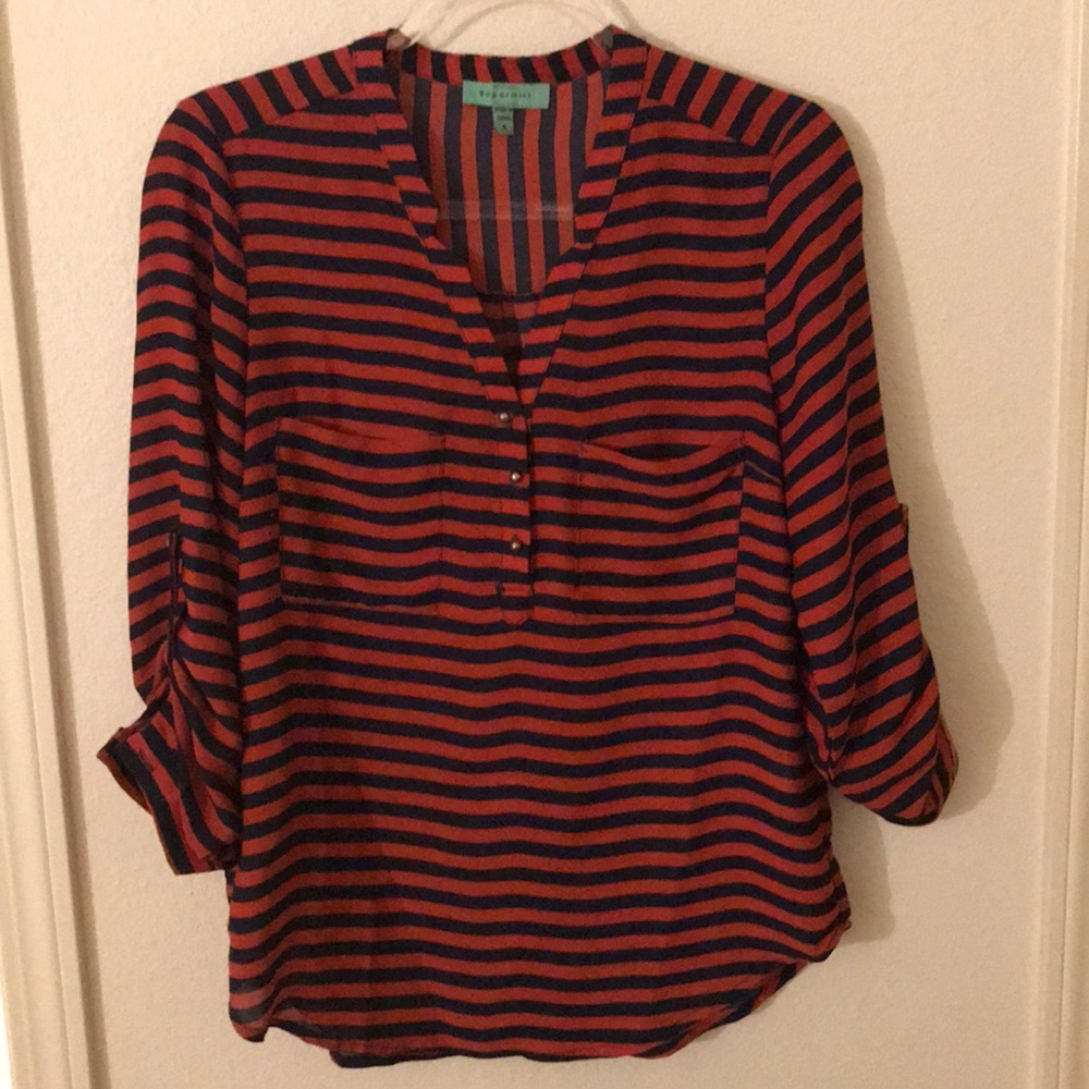 Navy and rust sugar mint top